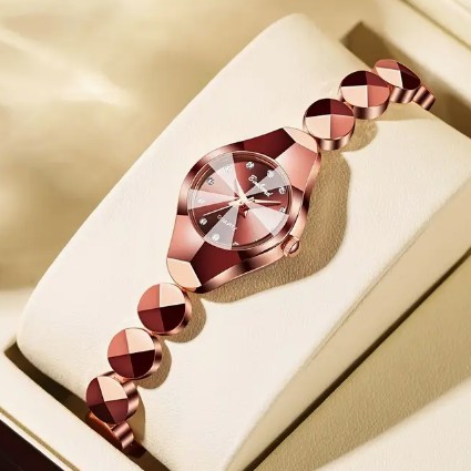 Elegante reloj inteligente para mujer en oro rosa.